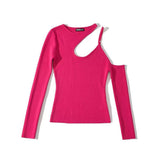 Autumn New Hottie Irregular Neck Hanging Neck Knitted Shirt Women's Single Shoulder Solid Color Knitting Top