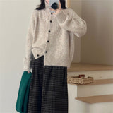 KANING Vintage Lazy Flower Line High-Necked Knits 2026 Fall/Winter New Loose Soft-Shose Sweater Coat