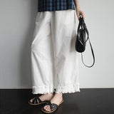 Official Map 2026 Leisure Full Tight Waist Lace Loose Nine-Point Trousers Lace Trousers / Folded Good Trousers Women