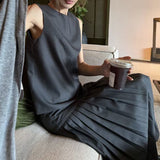 Xia Island Organ's Ten Steam High-Temperature Pressure Folds! Sleeveless Vest Organ Folded Skirt Suit Temperament Two Sets