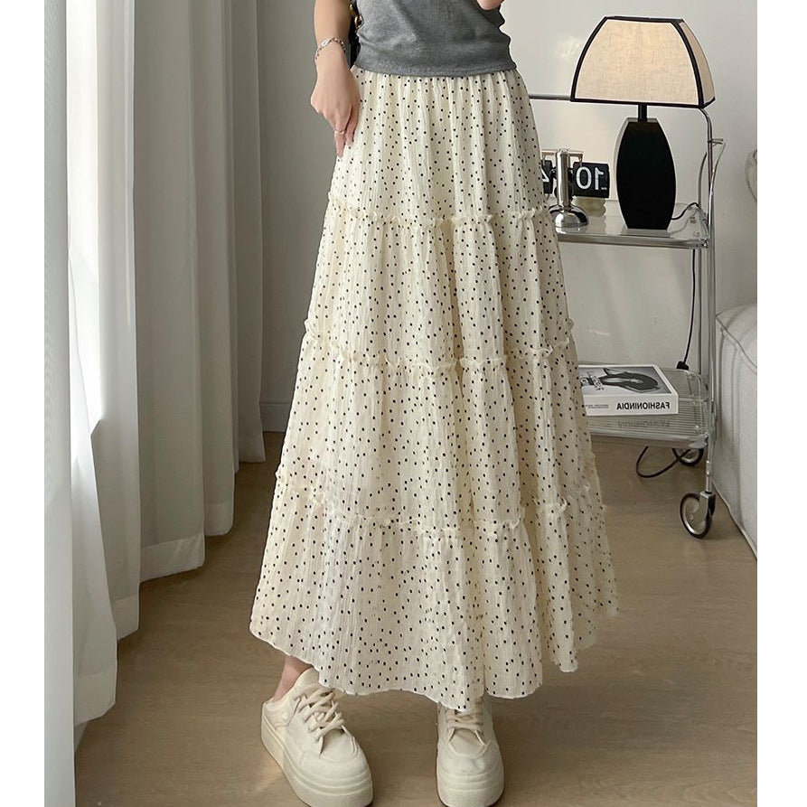 Wave Half Skirt Summer Thin New High-Waist A Skirt With Small Skirt Long Skirt Yang