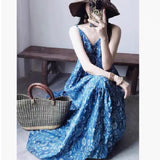 Super Nice And Beautiful Broken Flowers V Collar Dress Dress New Fresh Holiday Wind Sling Dress Summer