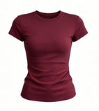 2026 New Round Collar Slimming Simple Temperament Commuting Han Linen Short-Sleeved T-Shirt Dress