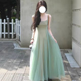 Gentle Wind Green Mesh Sling Skirt Two Sets Of Spring And Summer New Kaqi Inside The Body Temperament A Word Long Skirt