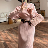 Heart Love Book - 2025 Winter New Korean Sexy Hot Girl Temperament Style V-Neck Knitted Dress Tide