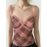 Fashiony Pink Lace Sling Vest Women's Summer New Body-Repair Shoulder-To-Shoulder Temperament