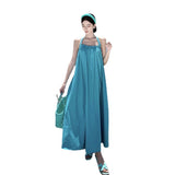 Sanya Wind Seaside Vacation Side-Hanging Neck Dress Thai Bali Beach Dress Xishuangbanna Tourism Wear