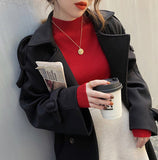 Autumn And Winter New Half-High-Collar Soft Sister Shirt 2026 New Design Sense Lazi Wind Bottom Sweater Woman
