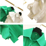 Korean Version Of The Design Sense Niche Bubble Sleeve Short Sleeve Shirt Women Loose Short Shirt Blouse Tide