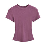 Flat-Up Base T-Shirt Thread Round-Neck Short-Sleeved Bottom Shirt Showing Skinny Short-Sized Hottie