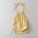 Spice Girls Summer Striped Vest Hanging Back Folded Short Slings Outside To Wear Clothes