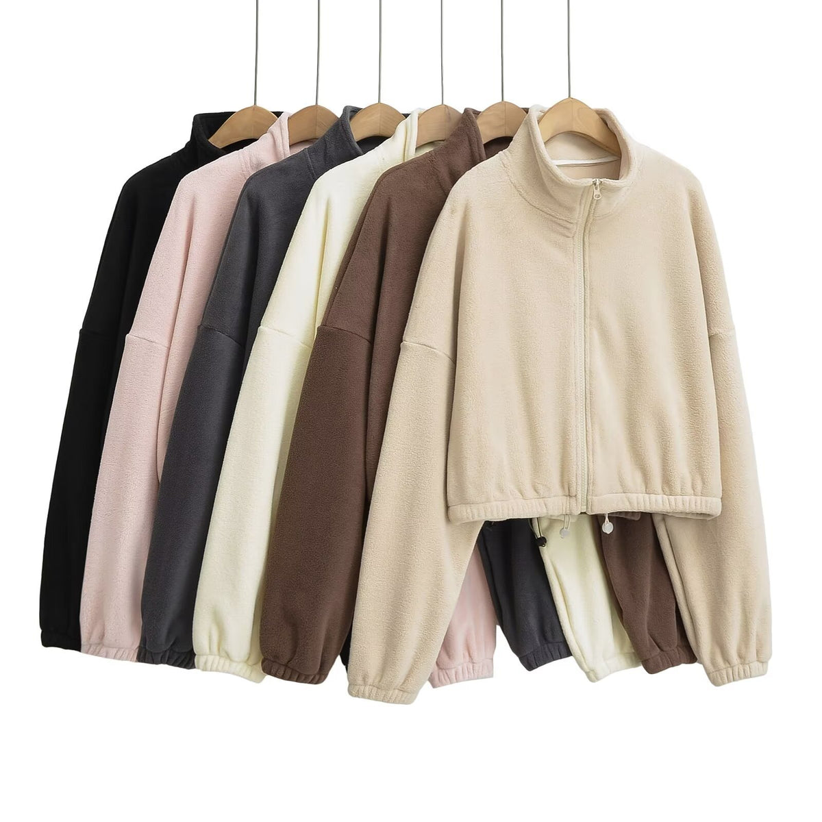 Autumn And Winter Olympic Grain Velvet Warm Sports Coat Women's Thick Loose Standing Collars Thin Comfortable Sweater