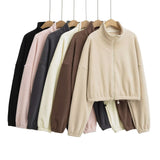 Autumn And Winter Olympic Grain Velvet Warm Sports Coat Women's Thick Loose Standing Collars Thin Comfortable Sweater