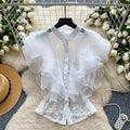 Cisematic Court Style High-Level Sleeveless Shirt Women's Summer Mesh Lace Yarn Light And Chic Top