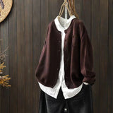 High-End Knitted Cardigan Coat Women's Autumn Dress New Retro Art Relaxed Leisure Long-Sleeved Sweater Coat