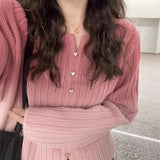 KANING Pink High-Functure Knitted Dress Girl Early Autumn 2026 New Korean Chic Chic Design Blouse