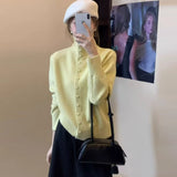 KANING Gentle Wind And High-Collar Soft-Collared Sweater Women 2026 Autumn And Winter New Korean Buckle Knitted Open Shirt
