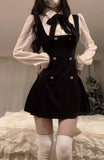 Autumn 2025 New Female Rich Family Gold To Collect Thin College French Style Strap Fake Two-Piece Dress Dress Woman