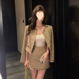 Thousand Gold Style Suit Women's Glide Small Fragrant Coat 2026 Autumn New Temperament Small Short Skirt
