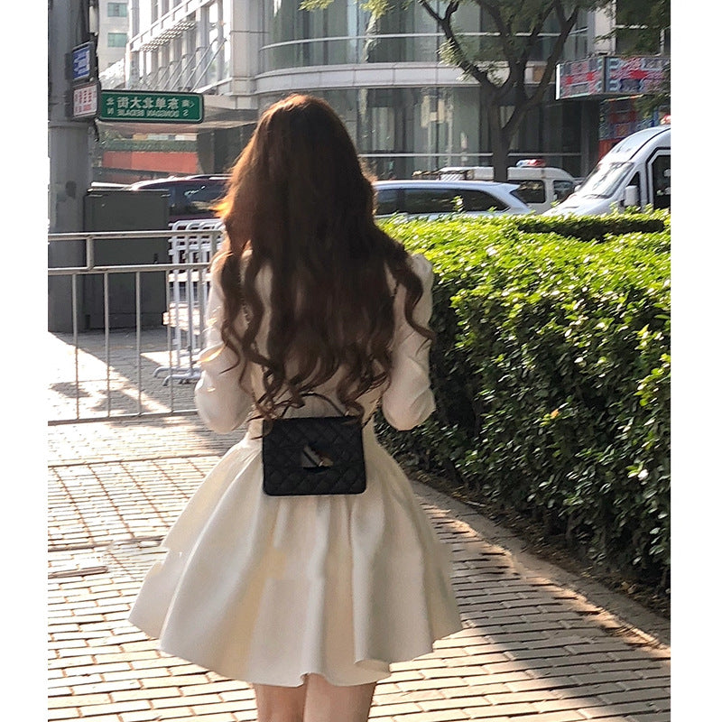 Ao Daili Classic Split Line Hepburn Dress Colored Doll Collar Bows Slim A Dress Autumn 2025