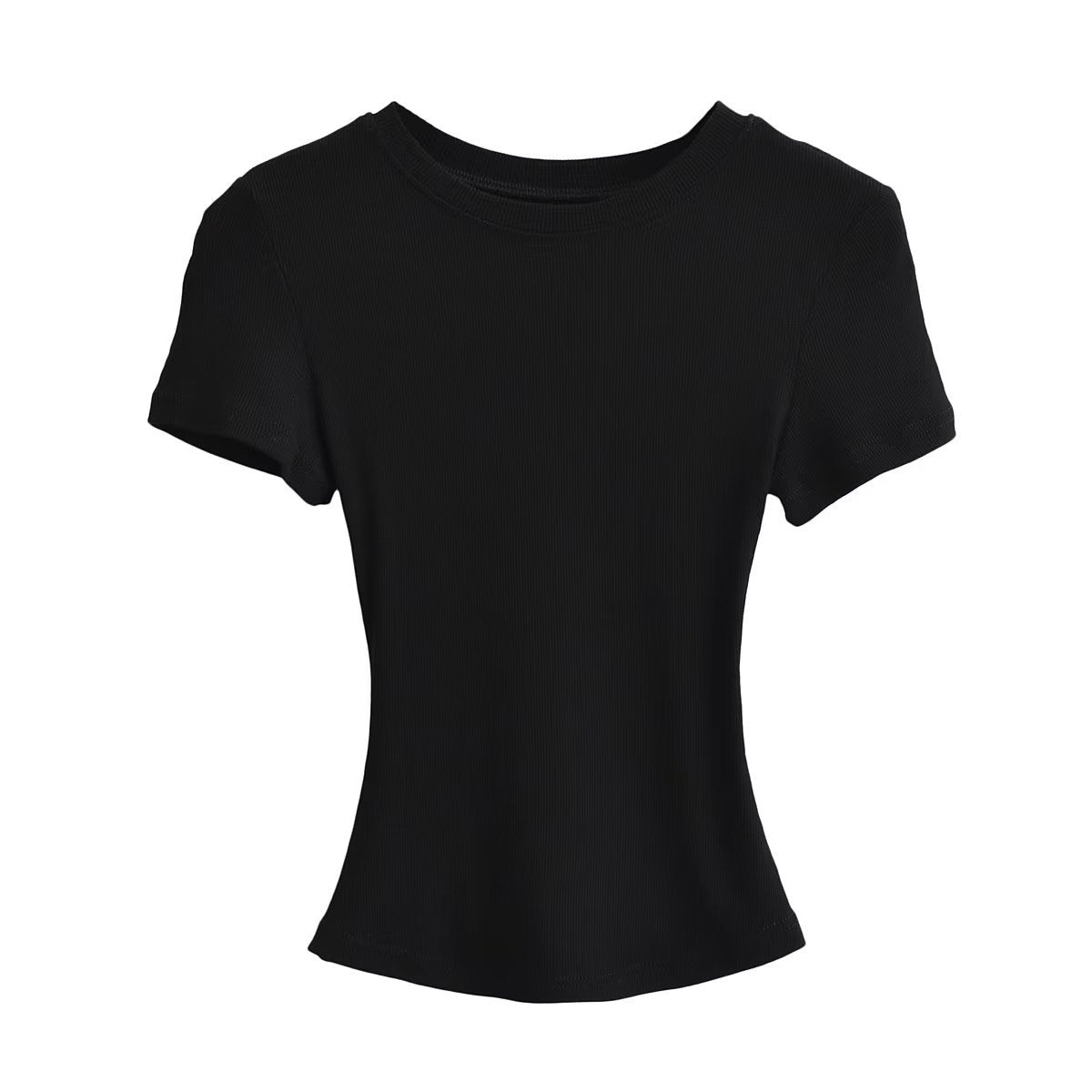 Flat-Up Base T-Shirt Thread Round-Neck Short-Sleeved Bottom Shirt Showing Skinny Short-Sized Hottie