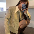 Fake Two POLO Collar Small Fragrant Coat 2026 Autumn And Winter New Short Temperament Coarse Flowers, High-End Short Top Woman
