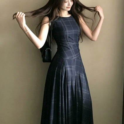 Summer Art Style Retro Style Vest Dress Femininity Elegant Shoulder A-Character Dress