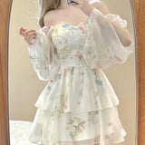[ Chiffon Fabric + Ribs] French Dress 2025 New Fashion Women's Floral Skirt