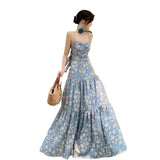 French Word Shoulder Sexy Bareback Bow Sling Skirt Girl Crumb Dress Seaside Beach Dress