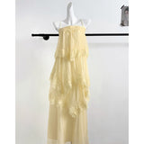French Sling Lace Dress Women 2026 Spring And Summer Gentle Wind Holiday Thin Cake Dress