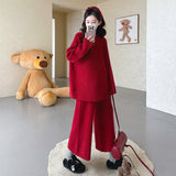 KANING Pregnant Women's Fascin Swollen Sweater Loose Large Version Of Meat Masked Nine-Point Broad Leg Trousers Thin Casual Sweater Set