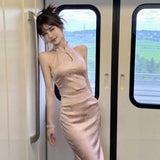 Improved Cheongsam New Chinese Style Sleeveless Shoulder Hollow Dress Senior Uring Woman's Summer Thigh Bag Hips Long Dress