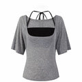 Korean Gray High-End Feeling Loose Thin Short-Sleeved T-Shirts In Summer Pure Desire Design Small Small Top