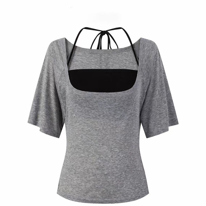 Korean Gray High-End Feeling Loose Thin Short-Sleeved T-Shirts In Summer Pure Desire Design Small Small Top