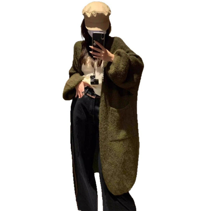 KANING Korean Languid T-Shirt In The Lazy Wind 2026 Autumn Dress New Women's Knee Sweater Long Coat