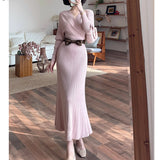 Heart Love Book - 2025 Winter New Korean Sexy Hot Girl Temperament Style V-Neck Knitted Dress Tide