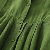 On The Same Day, The Green Long-Sleeved Dress Woman's New Literary Temperament In The Early Autumn Is Loose Robes.