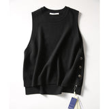 KANING Korean Version Of Loose Collar Round Collar Knitting Vest 2026 Autumn New Sleeveless Folding Sweater Vest Woman