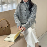 KANING Vintage Lazy Flower Line High-Necked Knits 2026 Fall/Winter New Loose Soft-Shose Sweater Coat