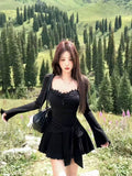 Sensing Lace Splicing Slinging Dress Women's Summer 2025 New Early And Early Autumn Small Waist Short Skirt
