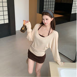 French Autumn Leisure Sling Lanky Set With Pure Desire Shirt Women's Hoodie T-Shirt Two Sets
