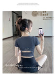 Sports Running Fitness Yoga Clothes Short-Sleeved T-Shirts For Summer Thin Leisure Beauty Back With Thin Short Top
