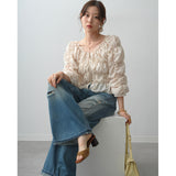 Real Shooting A Large Number Of Goods Autumn New Horn Sleeves Folded Long Sleeves Shirt Coat Heavy Industry Thin Shirt