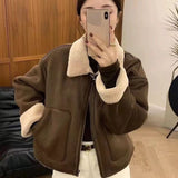European High-End Fur Lamb Coat Women 2026 Autumn And Winter New Collar Locomotive Jacket Jacket Top