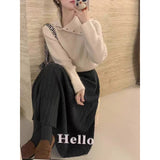 KANING Korean Version Of The Solid Color High-Necked Knitting Shirt 2026 Autumn And Winter New Lazy Soft Glutinous Sweater Woman
