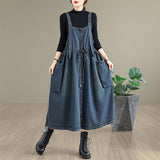 Autumn New Real-Drink Washing Denim Casual Large-Size With Dress Woman