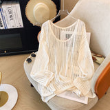3.5/Spring New XUAN XIAO JIE Summer Lazy And Loose Air-To-Air Sunscreen Jersey Knitwear