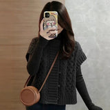 LEKA Senior Sense Shoulder Cardigan Knitted Vest Women's Autumn And Winter New Design Feel Chic Sleeveless Top