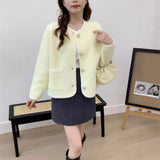 Kaning French Small Fragrant White Knitted Cardigan Women's Autumn 2026 Winter Women's Candy-Colored Sweater Jacket