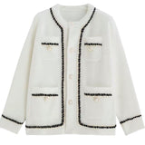 Small Fragrant Wind Set With Pearl Buckle Jacket 2025 New Imitation Watery Velvet Sweater Cardigan Women's Autumn And Winter Knitted Shirt Top
